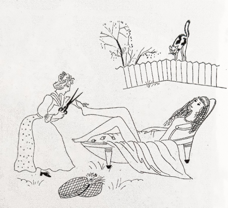 Braguin illustration of a pedicure, 1934.