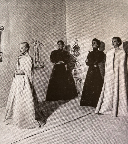 Cecil Beaton photograph of fashion models in a set designed by Braguin, 1930s.