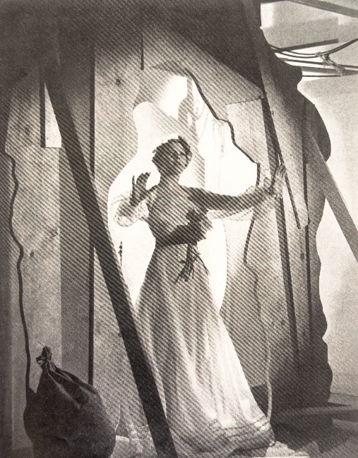 Cecil Beaton fashion photograph in an architectural set designed by Braguin, 1930s.