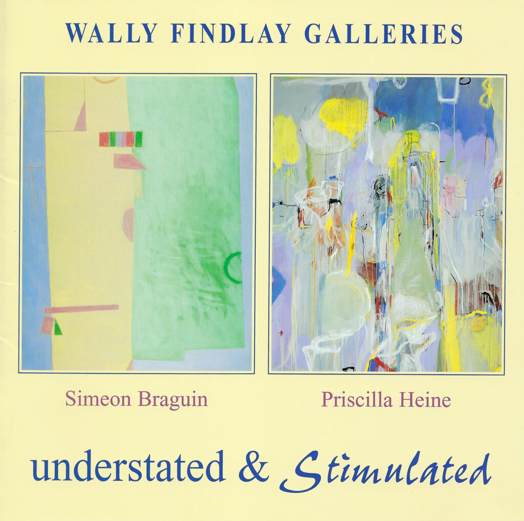 Cover of the Understated and Stimulated catalogue featuring Simeon Braguin and Priscilla Heine at Wally Findlay Galleries.