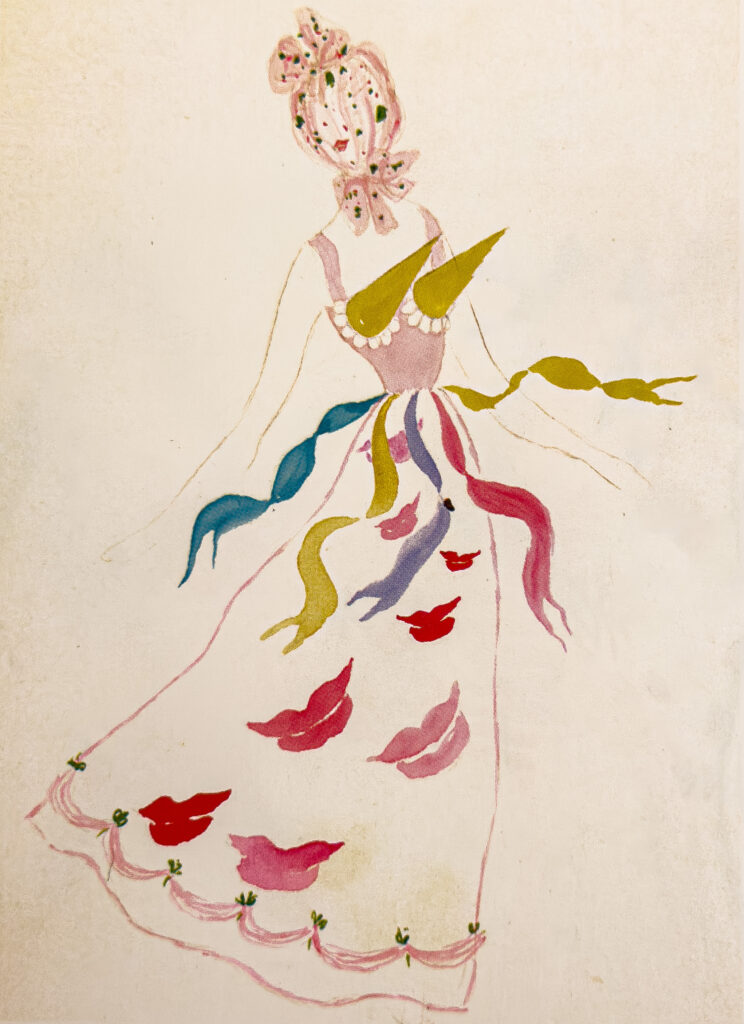 Simeon Braguin surreal fashion watercolor, 1930s.