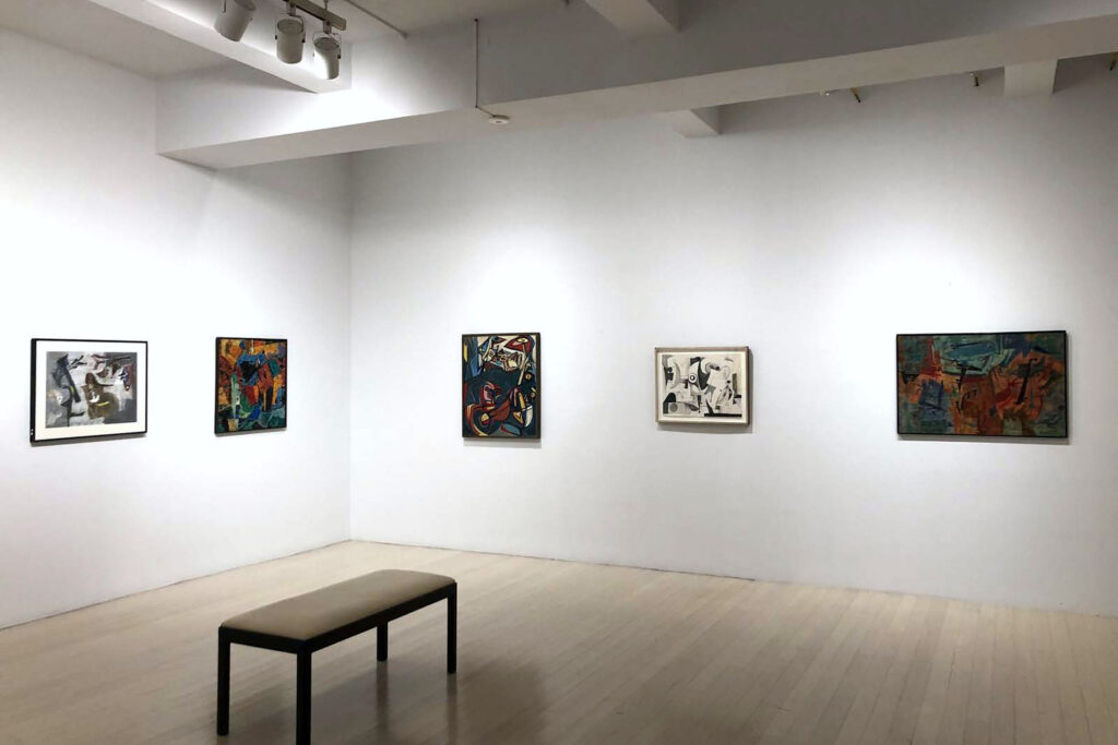 Installation views of Leonard Edmondson: A Collection of Works from the Fifties, Findlay Galleries, New York, September 12–November 12, 2020.