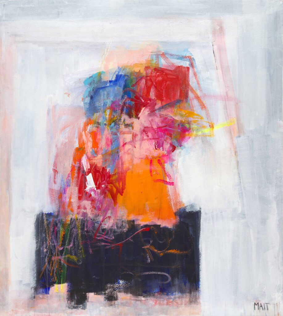 Janet Mait Painting for sale red blue abstract
