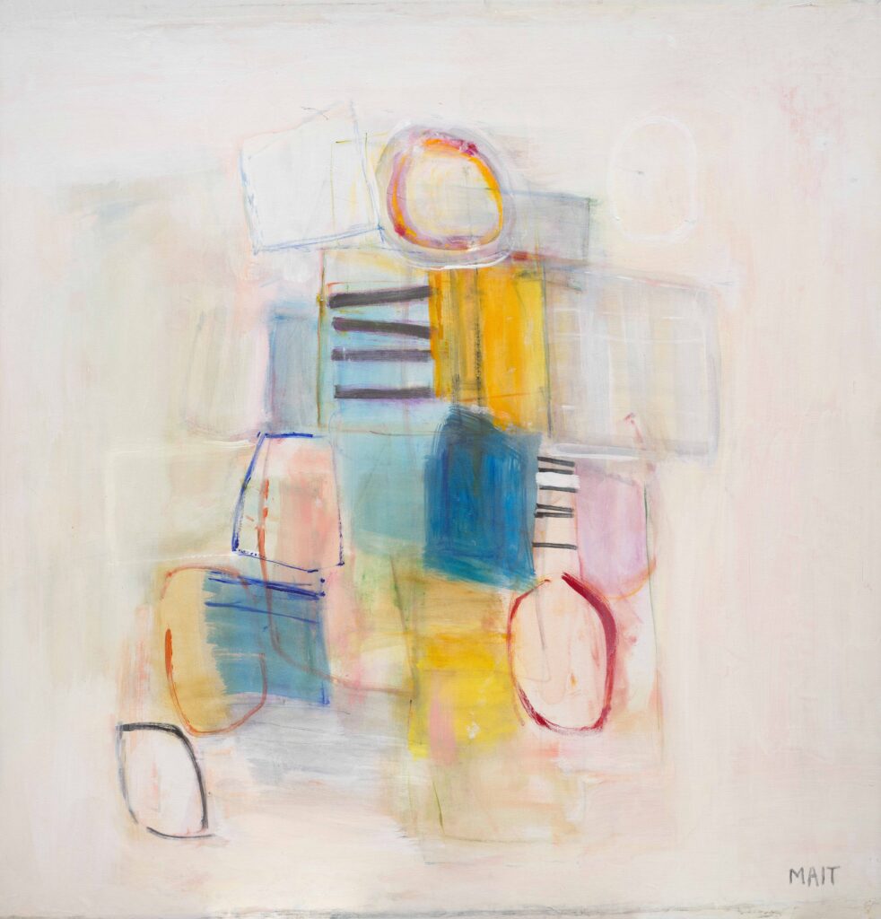 Janet Mait Painting for sale yellow blue abstract