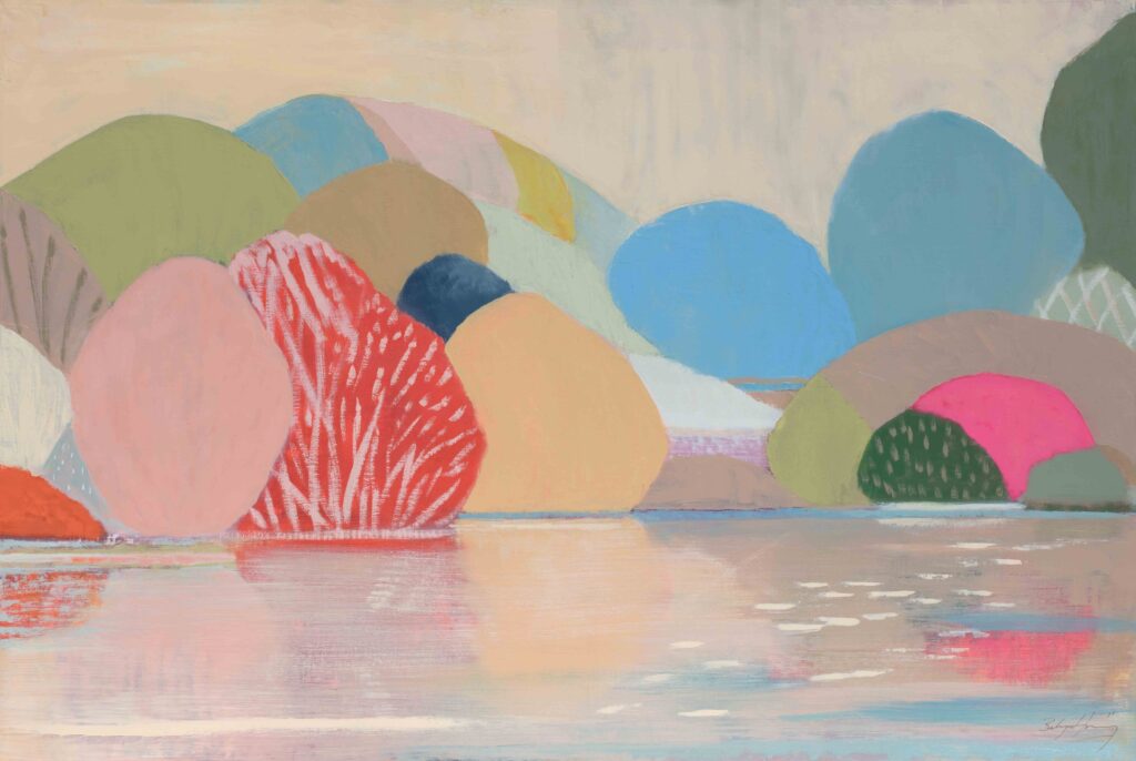 Belynda Henry Painting vivid pink and red