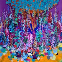 simonsen painting purple blue orange bright botanical abstract
