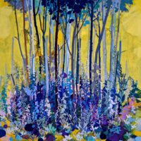 simonsen painting yellow blue purple botanical abstract