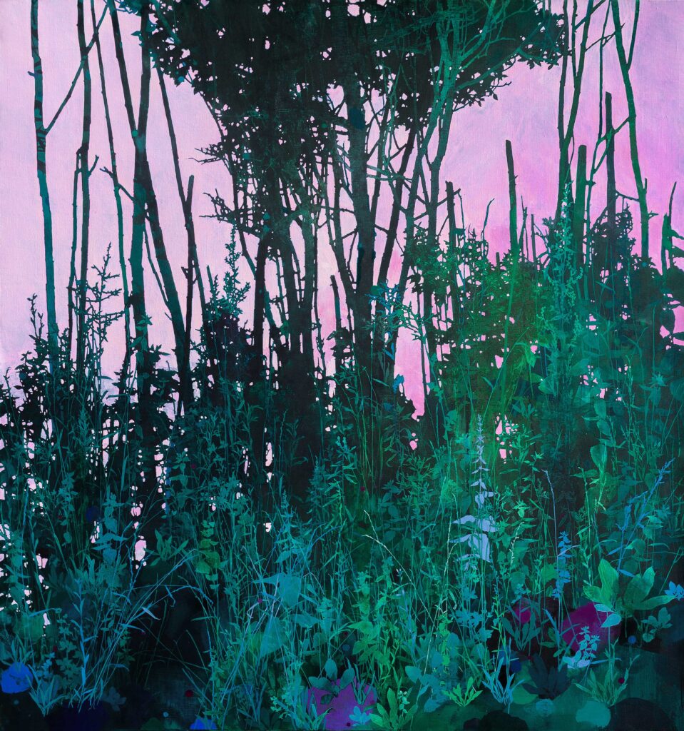 simonsen painting pink green botanical abstract