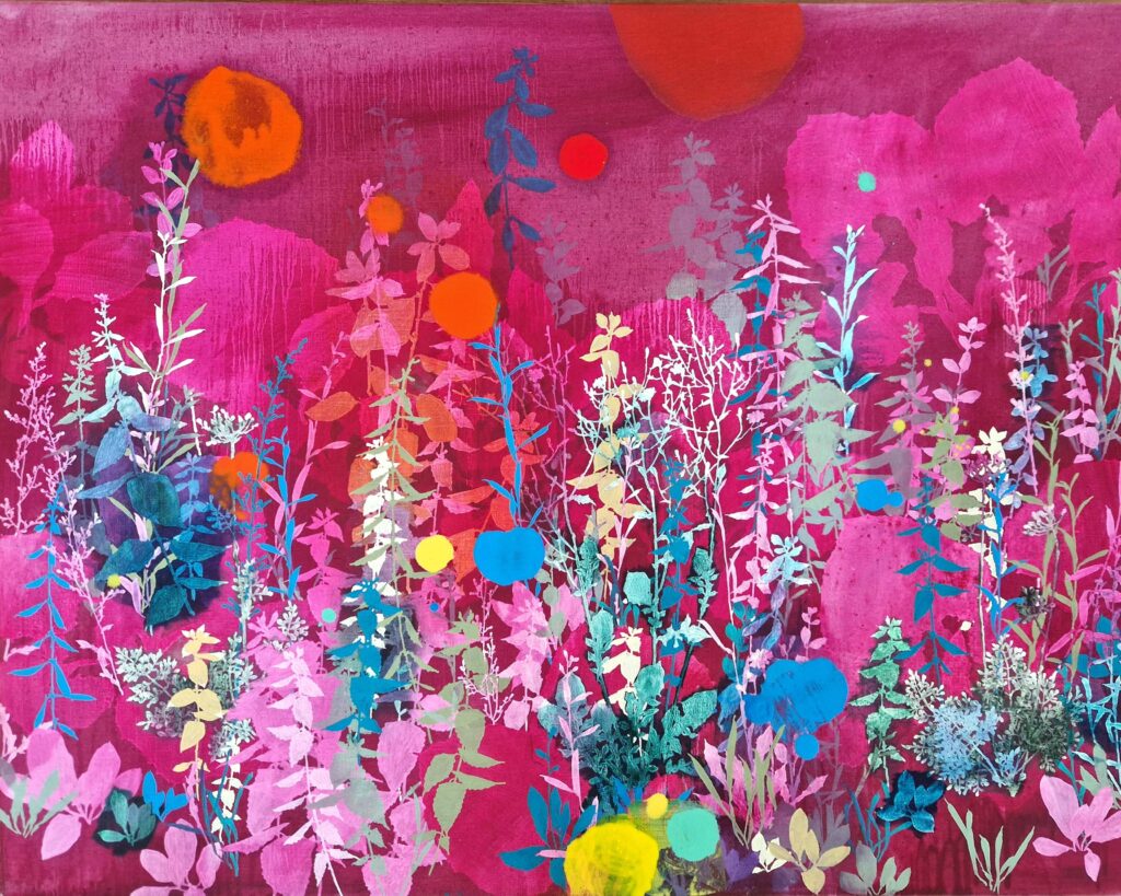 simonsen painting pink bright botanical abstract