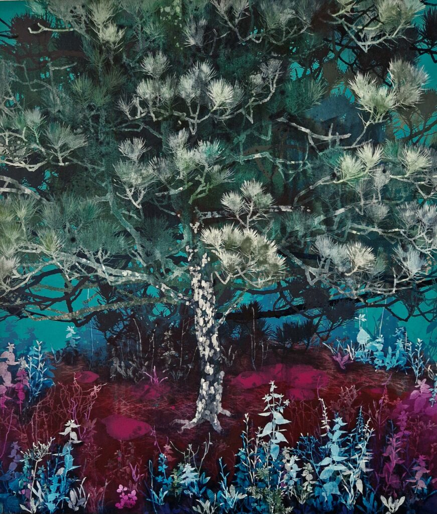 simonsen painting purple green botanical abstract