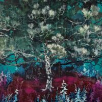 simonsen painting purple green botanical abstract