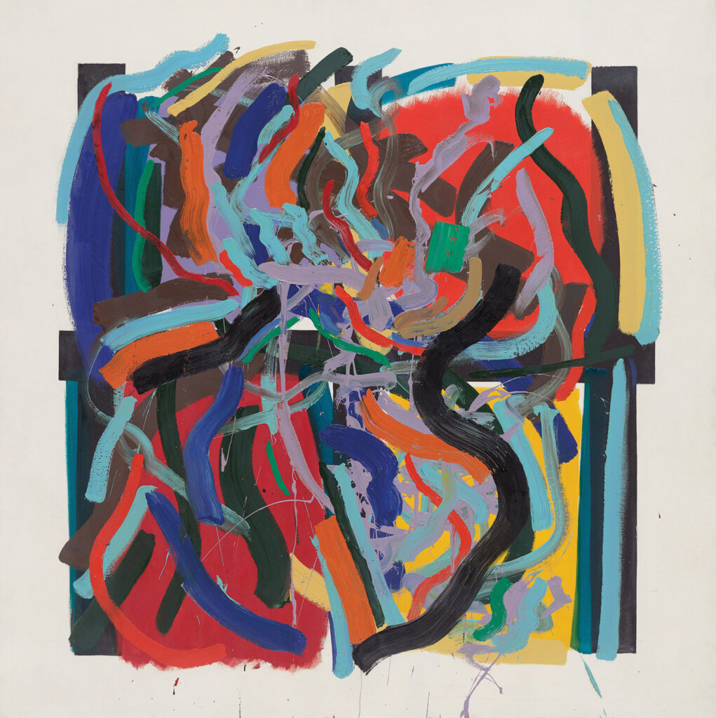 John Ferren Paintings White background and blue and red explosive abstract painting Battam Bang